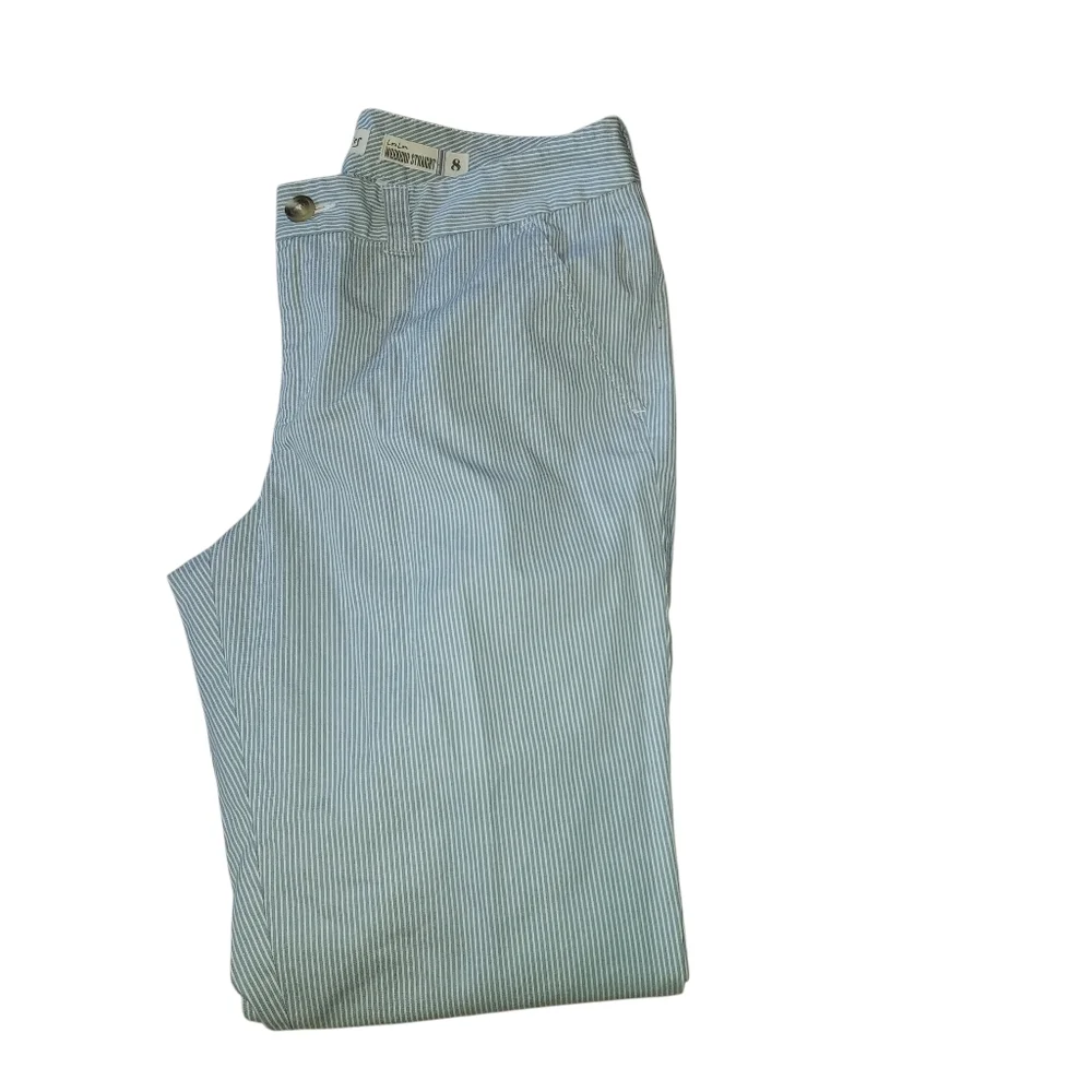 Maison Jules Seersucker Lou Lou Striped Pants Grey Combo Women's 8 Coastal Beach